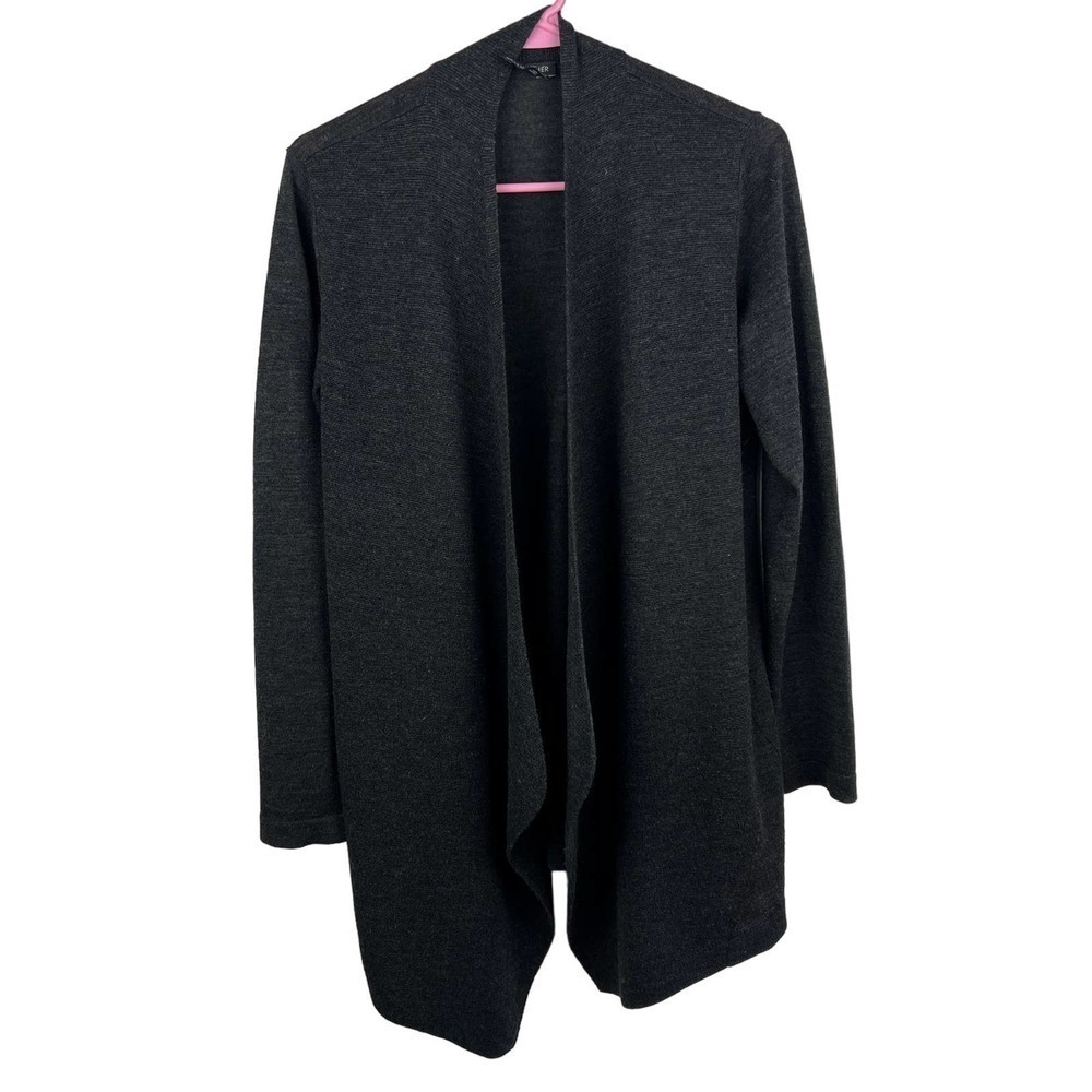 Eileen Fisher Open Front Waterfall Merino Wool Cardigan Womens Size: XS